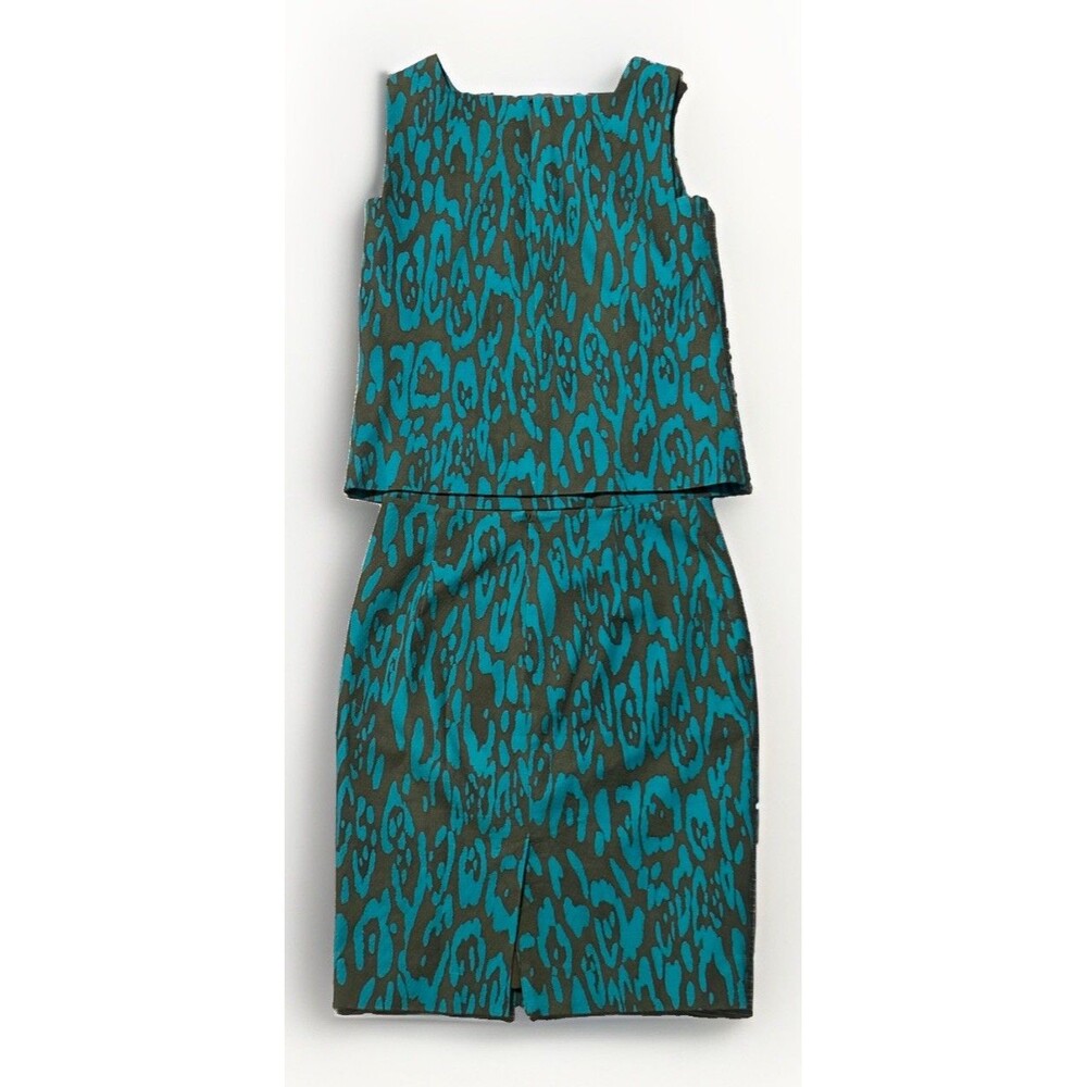 Carlisle Collection Turquoise Brown Sz 2 Skirt Sz 0 Matching Sleeveless Top - Picture 2 of 7